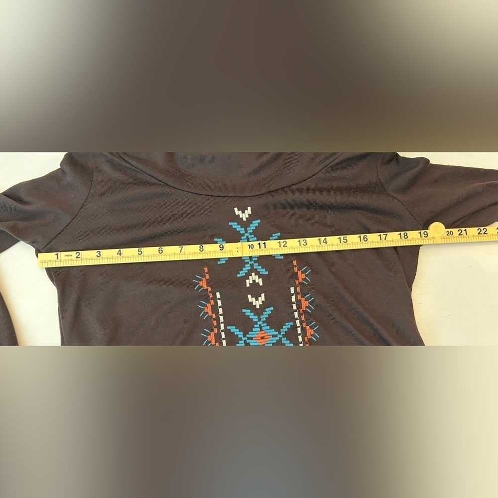 Womens Roper Brown Cowl Neck Tribal Embroidered Western Cowgirl Sweater Sz Sm - Picture 7 of 11